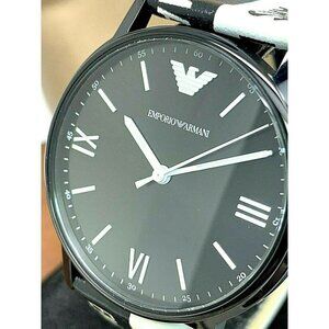 Emporio Armani Men's Watch AR11254 Black White Dial Leather Strap Quartz